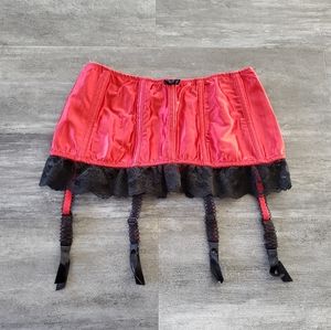 Red Black Detailed VS Lingerie Garter Mini